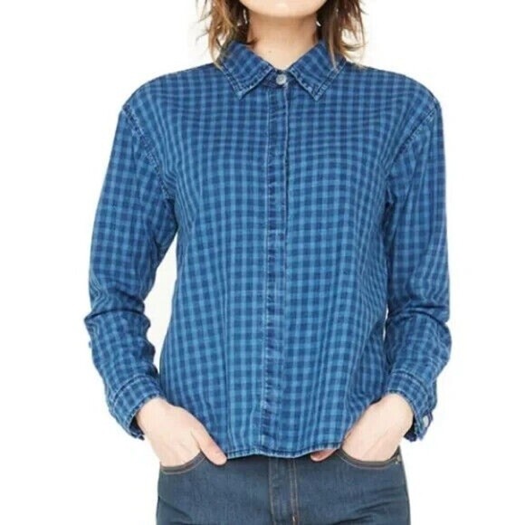 Free People x Sandrine Rose Gingham Button Down Shirt Long Sleeve - Picture 1 of 5